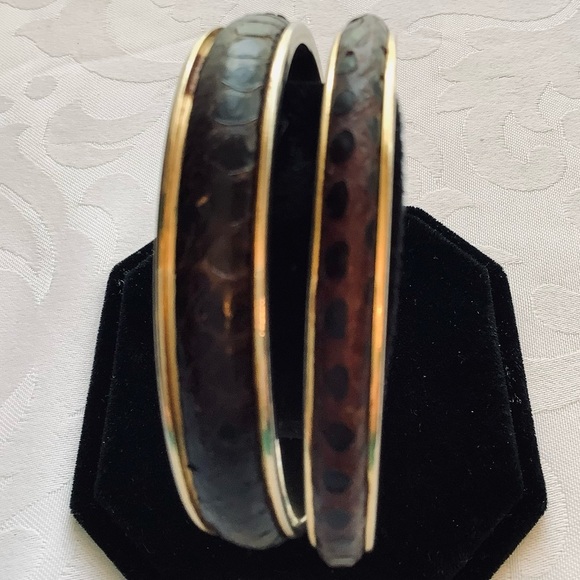 Vintage Firenze Italy Giraffe Reptile Gold Bangles - Picture 1 of 6